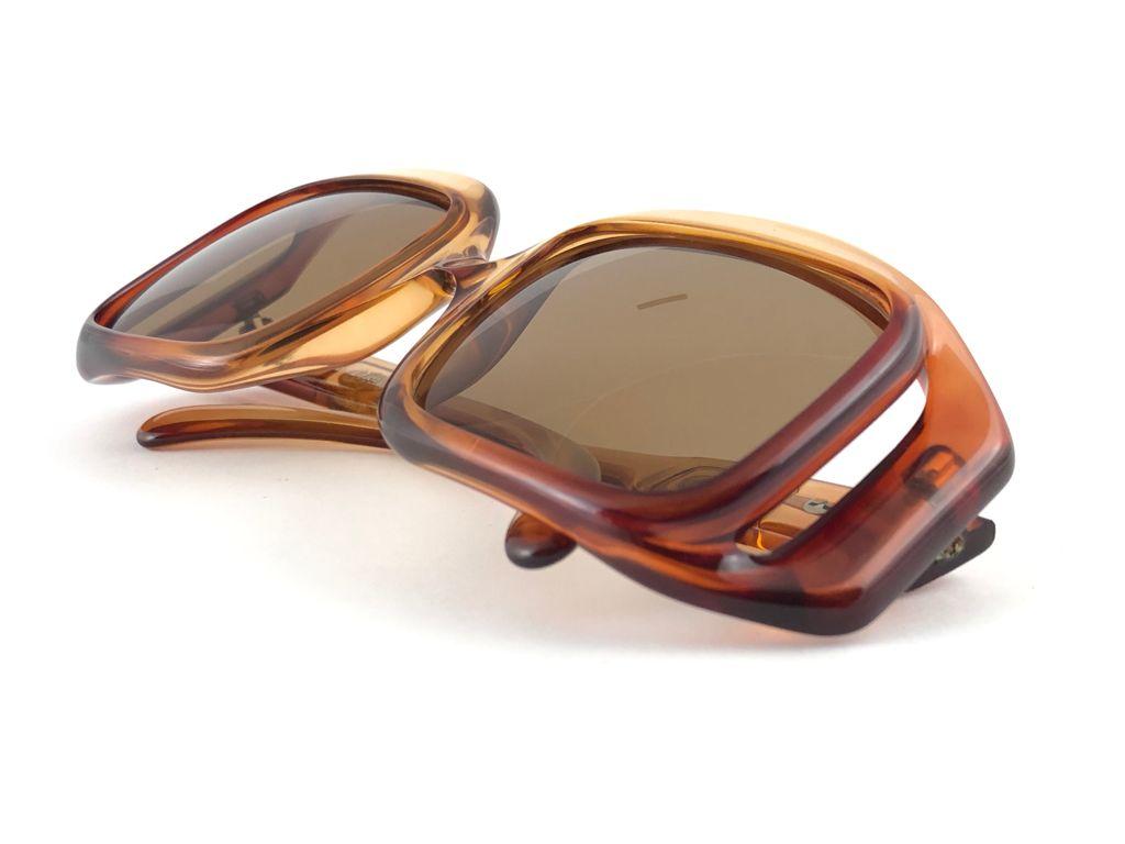 Vintage Christian Dior C05 Amber Translucent Sunglasses Optyl 1960's Austria 2