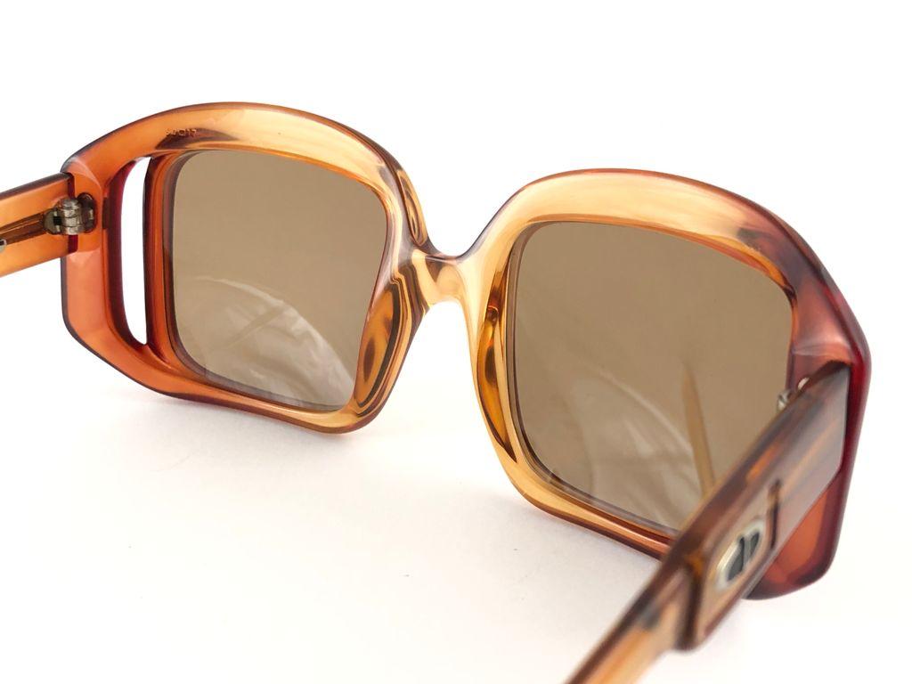 Vintage Christian Dior C05 Amber Translucent Sunglasses Optyl 1960's Austria For Sale 5