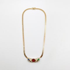 Vintage Christian Dior Cabochon Jewelled Necklace & Earrings 1980s