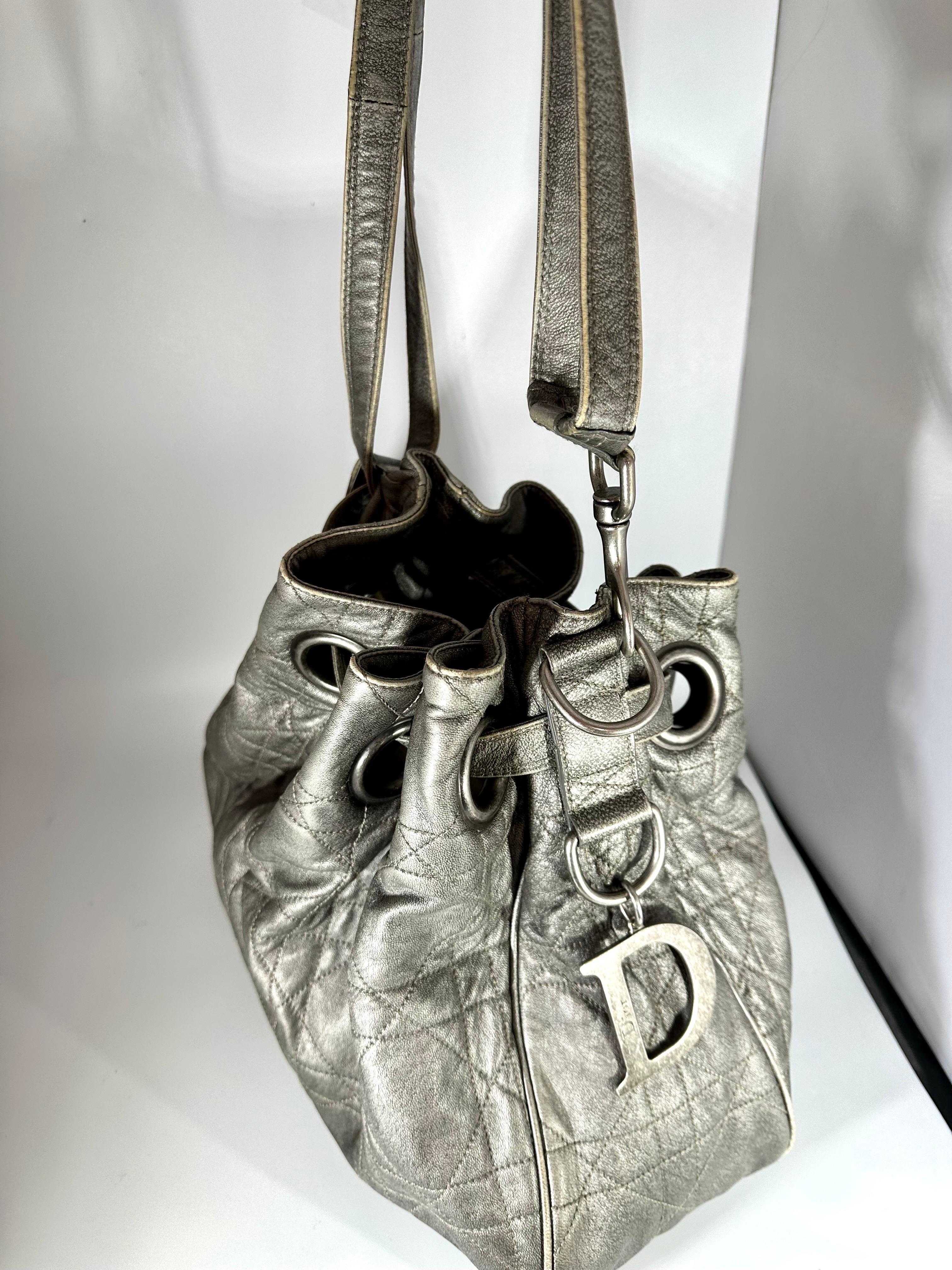 Vintage CHRISTIAN DIOR CANNAGE DRAWSTRING BUCKET Shoulder Bag(CMP057471)  10