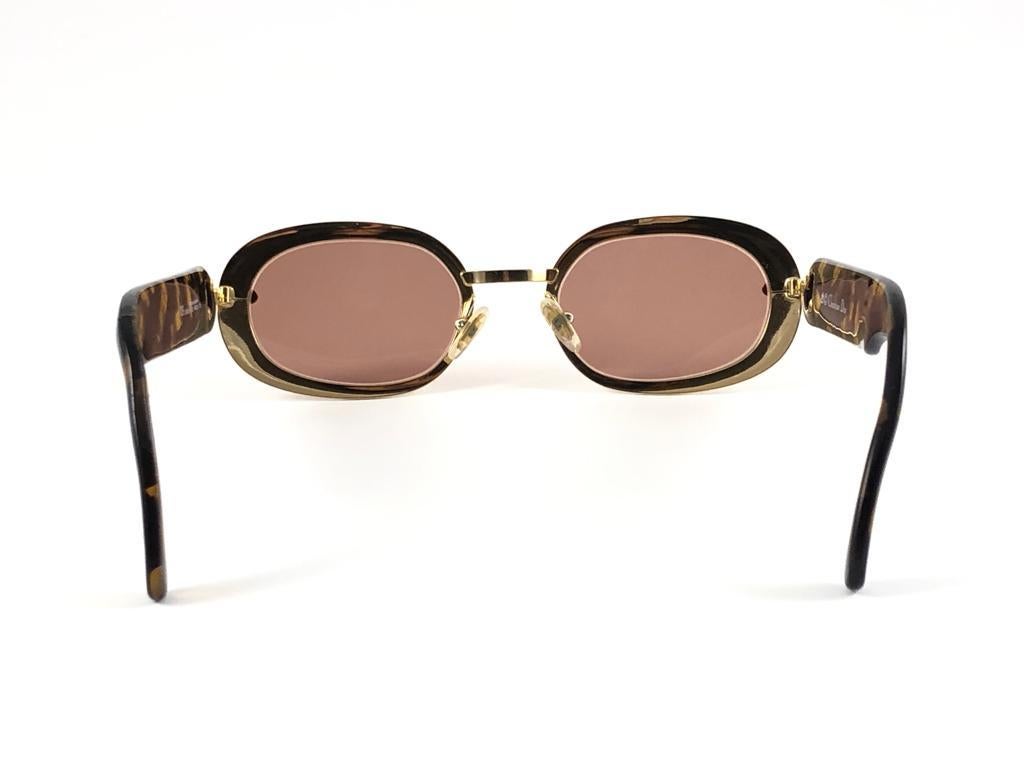 Vintage Christian Dior Carla V42 Gold Rectangular Optyl Sunglasses 80's Austria 3