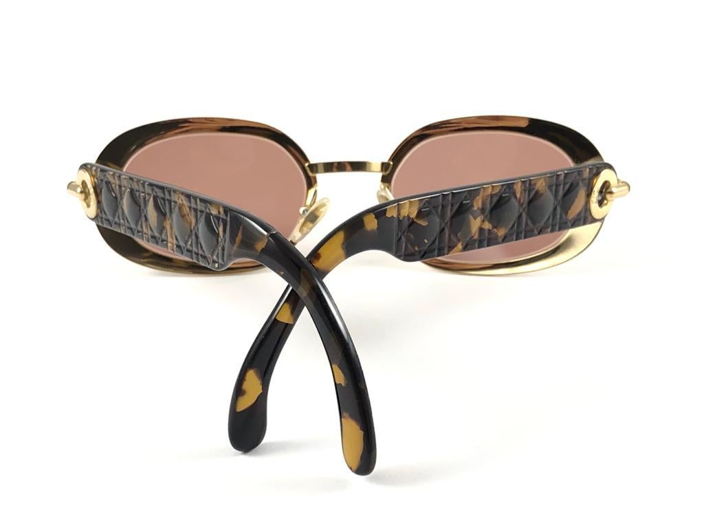 Vintage Christian Dior Carla V42 Gold Rectangular Optyl Sunglasses 80's Austria 4