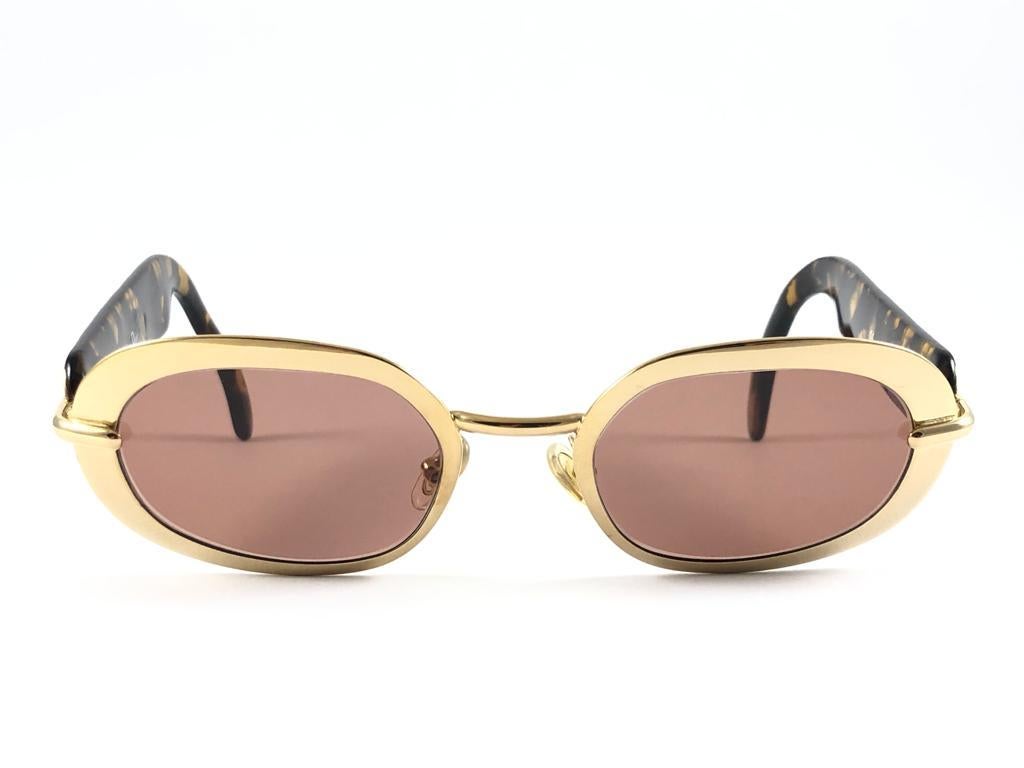 Vintage Christian Dior Carla V42 Gold Rectangular Optyl Sunglasses 80's Austria 6