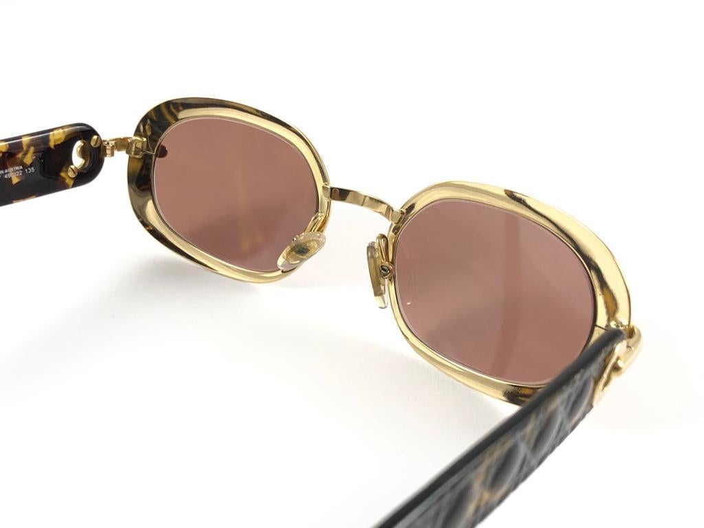 Vintage Christian Dior Carla V42 Gold Rectangular Optyl Sunglasses 80's Austria 1