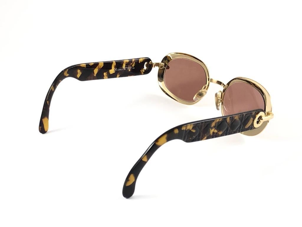 Vintage Christian Dior Carla V42 Gold Rectangular Optyl Sunglasses 80's Austria 2