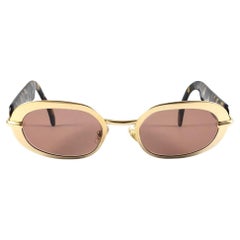 Vintage Christian Dior Carla V42 Gold Rectangular Optyl Sunglasses 80's Austria