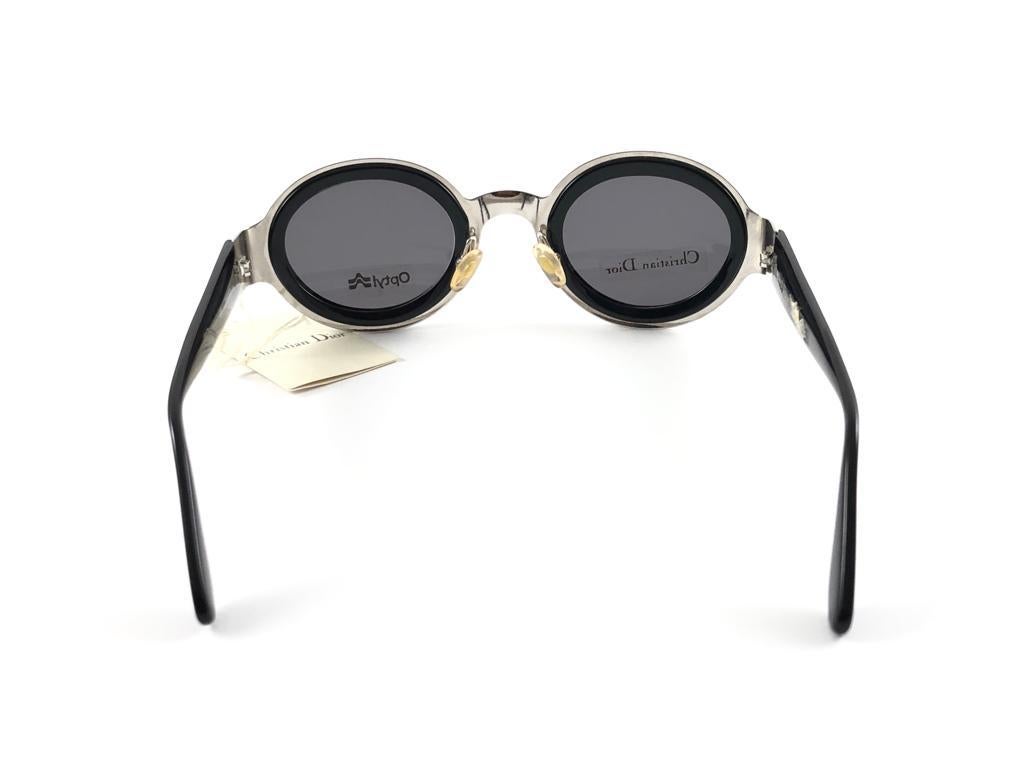 Vintage Christian Dior CD 2037 Silver & Black Sunglasses 1990'S For Sale 2