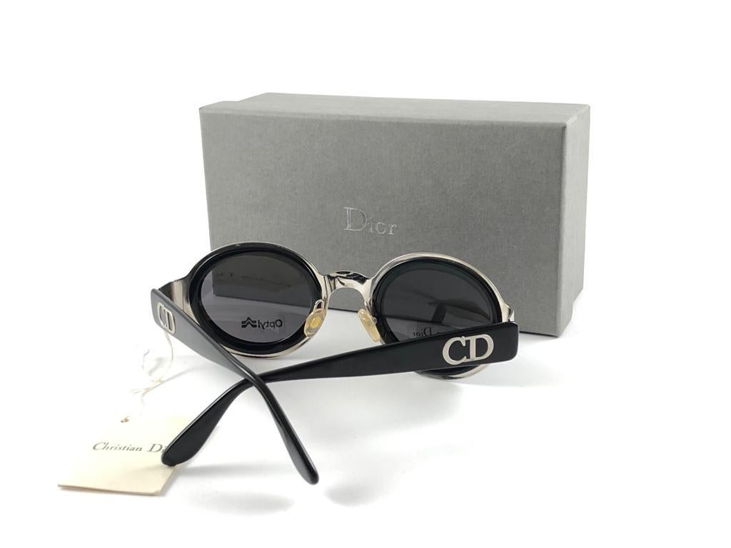 Vintage Christian Dior CD 2037 Silver & Black Sunglasses 1990'S 3