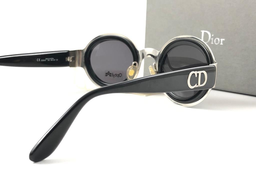 Vintage Christian Dior CD 2037 Silver & Black Sunglasses 1990'S For Sale 5
