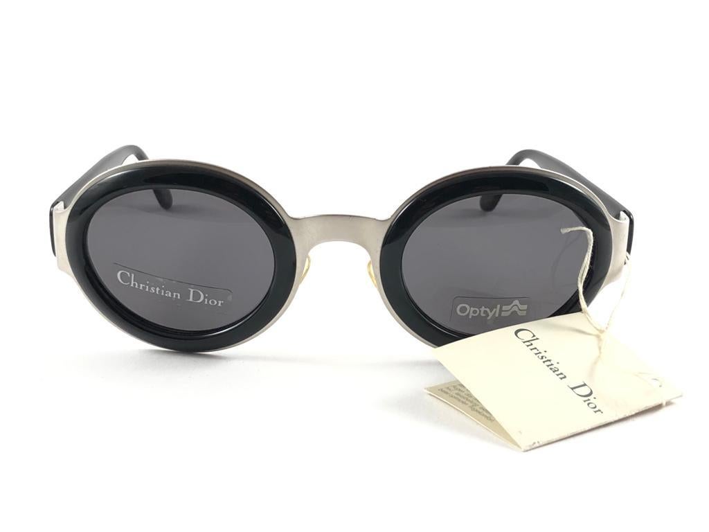 Vintage Christian Dior CD 2037 Silver & Black Sunglasses 1990'S For Sale 6