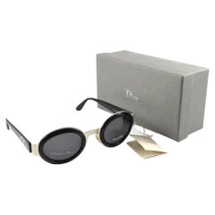 Retro Christian Dior CD 2037 Silver & Black Sunglasses 1990'S