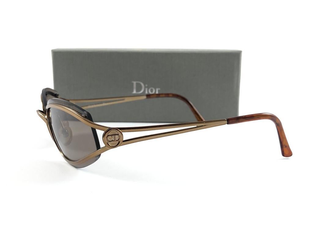 Gris Lunettes de soleil vintage Christian Dior CD 2043 Metallic Copper 1990's en vente