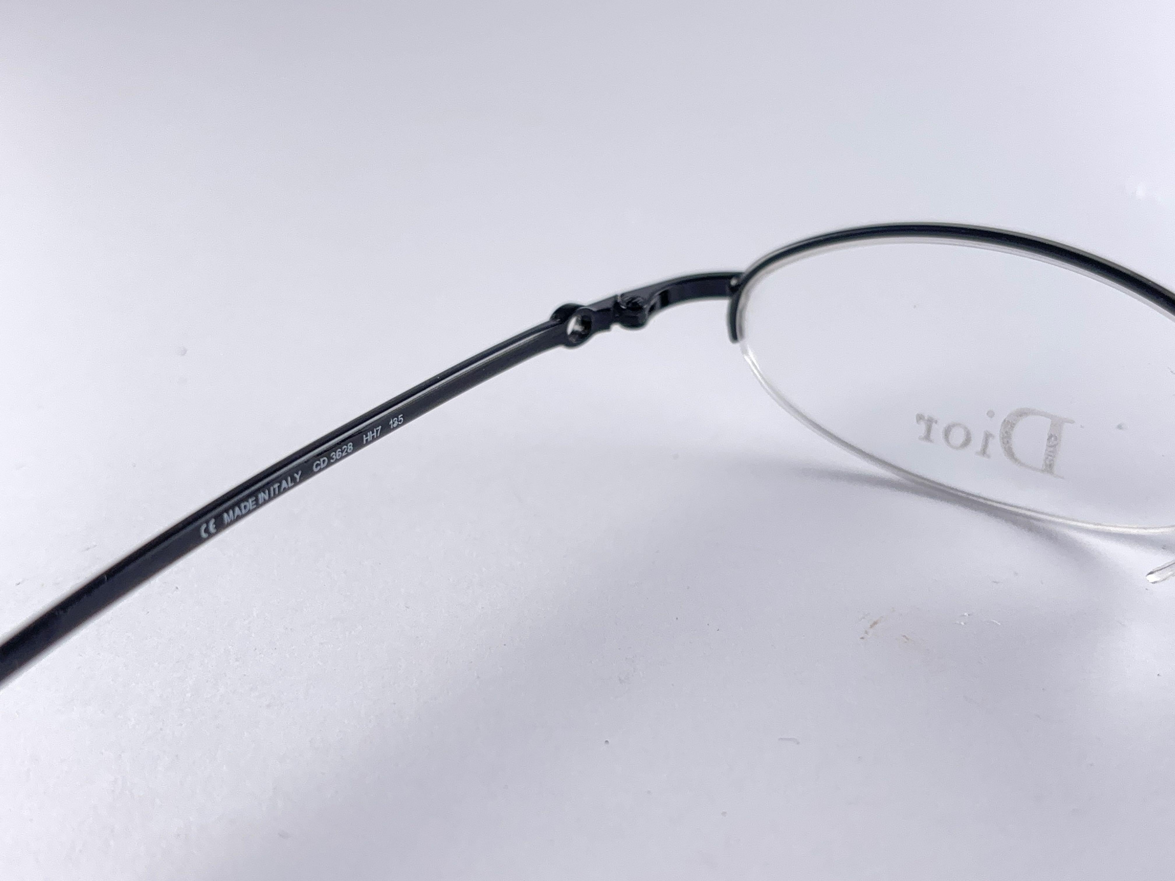 Gray Vintage Christian Dior  CD 3628 Oval Half  Frame 2000'S Eyeglasses RX Italy Y2K For Sale