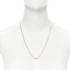 vintage CHRISTIAN DIOR CD logo gold box link choker short necklace