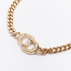 vintage CHRISTIAN DIOR CD logo pave crystal gold chain bracelet