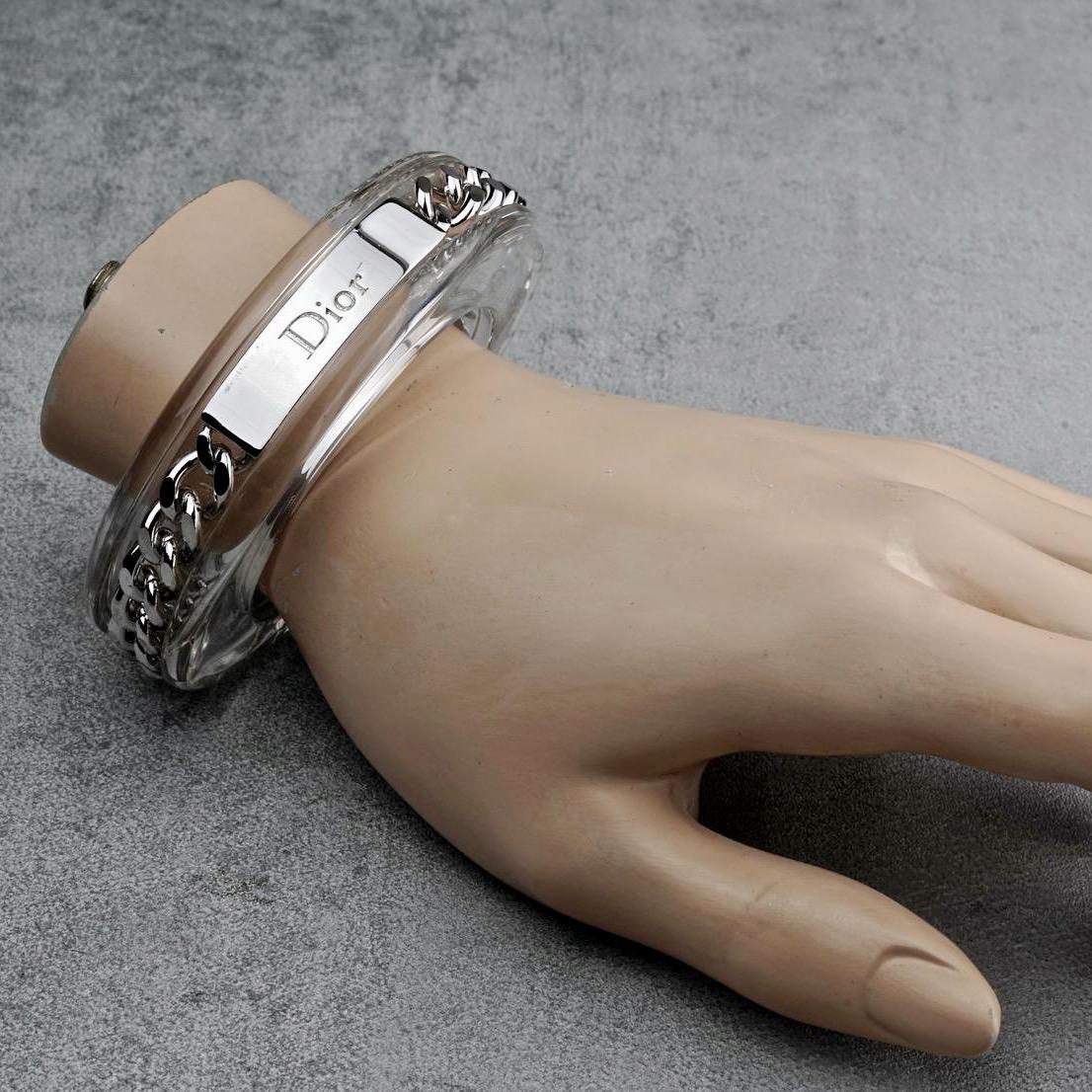 Vintage CHRISTIAN DIOR Chain Lucite Cuff Bracelet For Sale 3