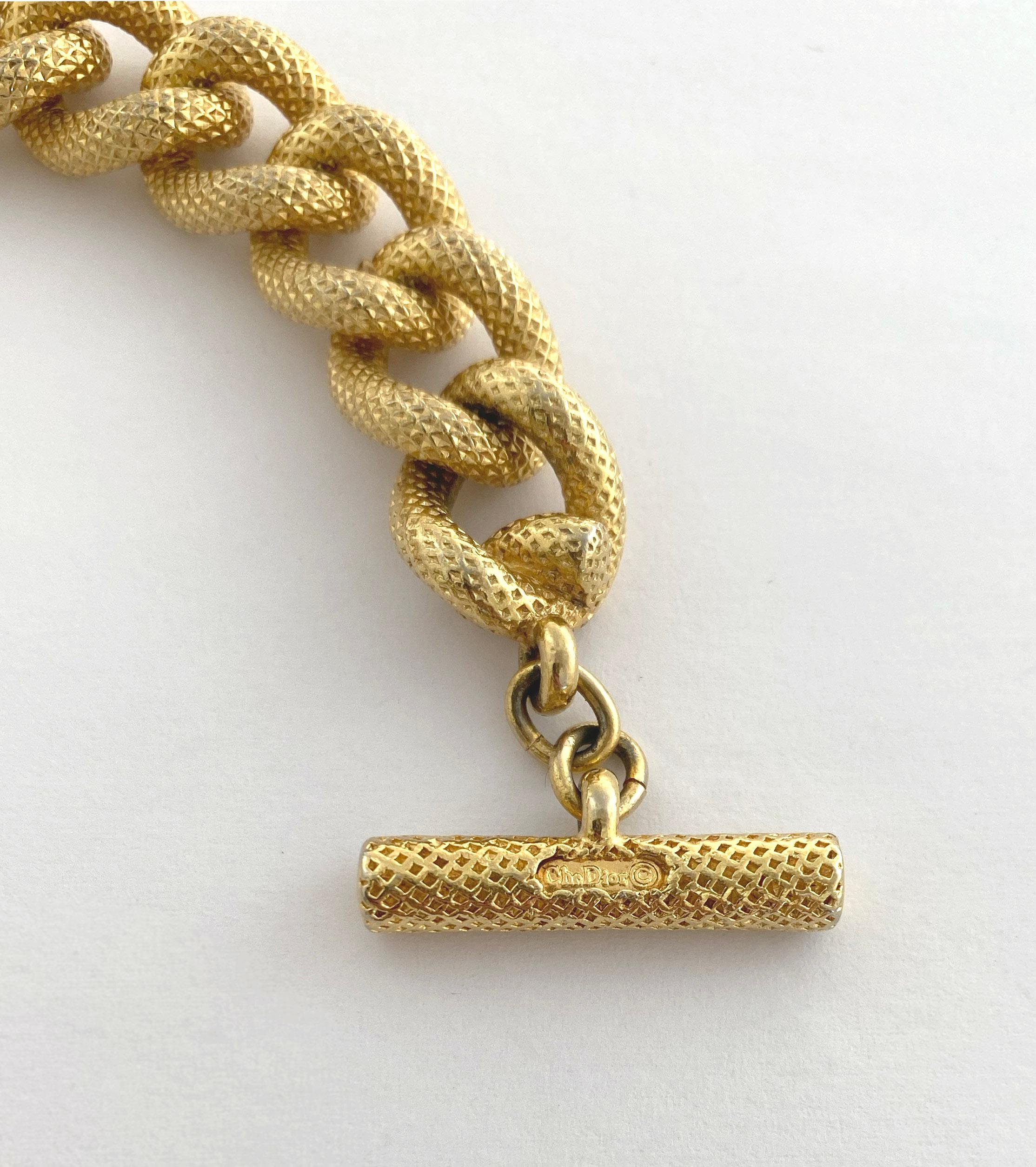 Vintage Christian Dior Chunky Curb Kette Halskette, 1980er Jahre im Zustand „Gut“ im Angebot in London, GB