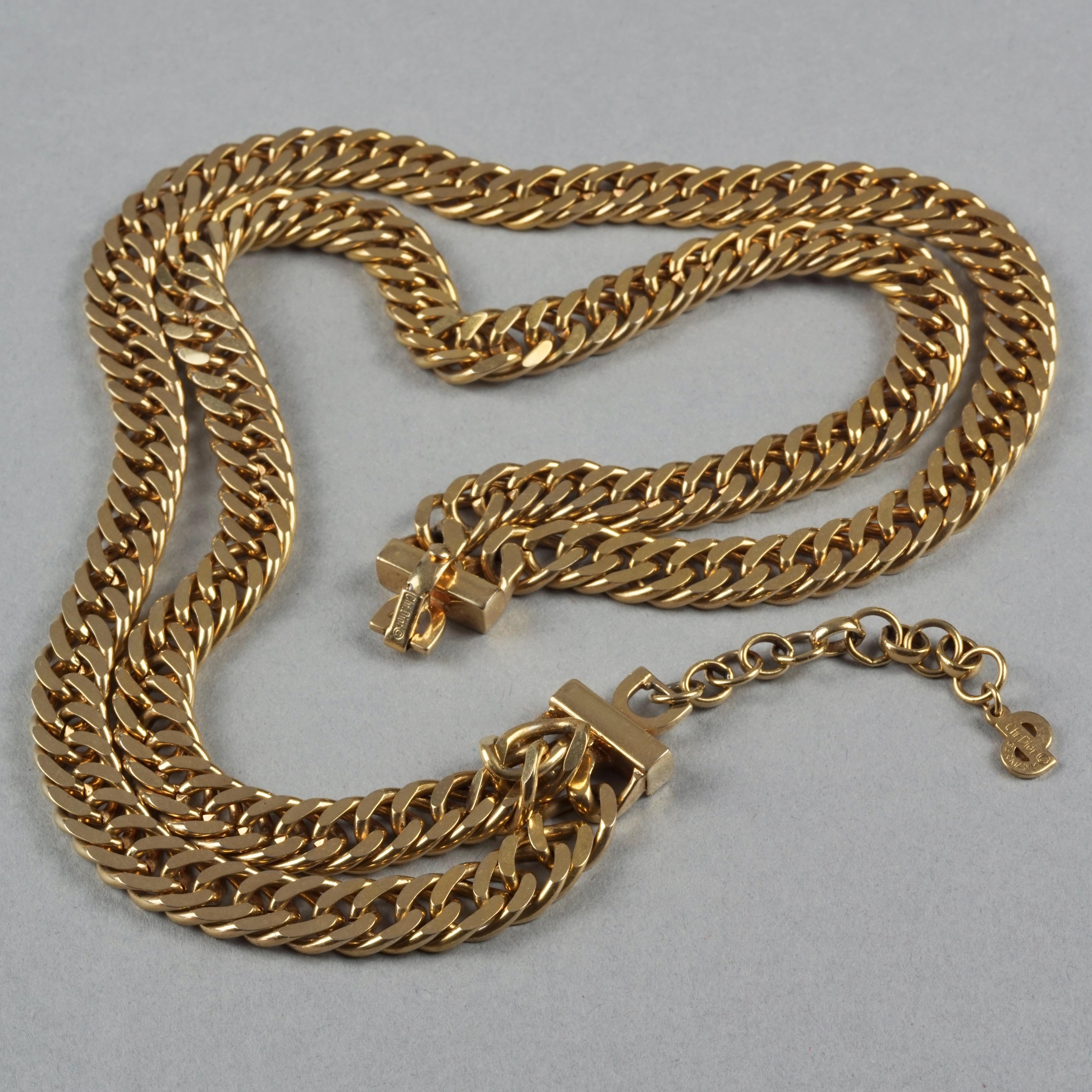 Vintage CHRISTIAN DIOR Chunky Double Chain Choker Necklace In Excellent Condition In Kingersheim, Alsace