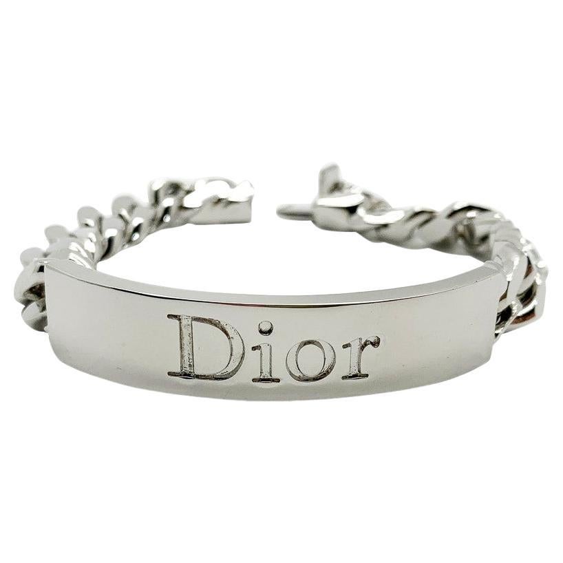 Vintage Christian Dior Chunky Logo ID bracelet 2000s For Sale