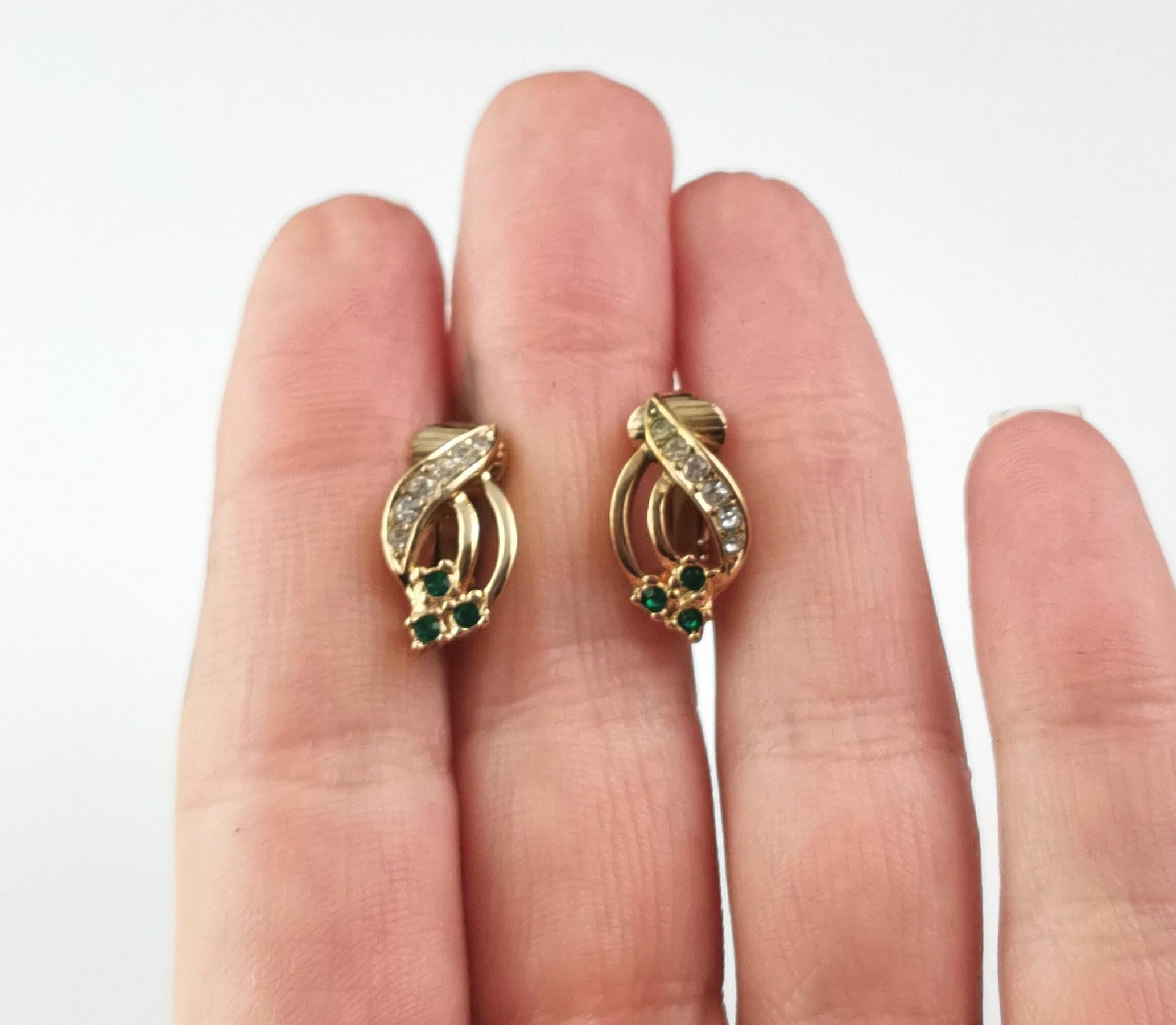 Vintage Christian Dior clip on earrings, Gold tone, Paste  For Sale 4