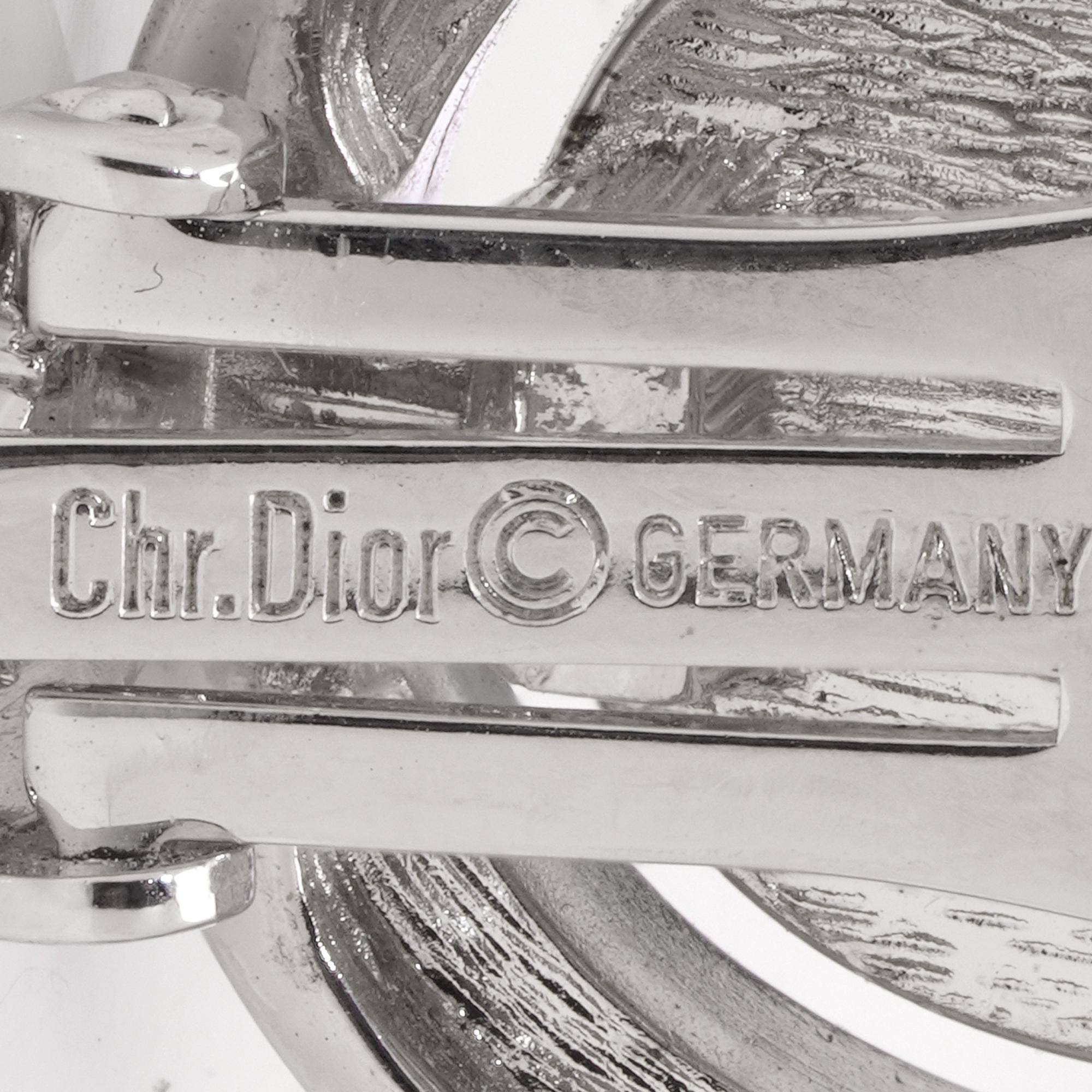 Women's Vintage Christian Dior Clip-On Earrings with Crystal and Faux Pearl, circa 1980s For Sale