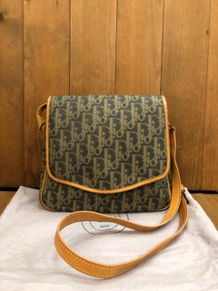 Vintage CHRISTIAN DIOR Coated Trotter Canvas Camera Bag Grey Khaki Small