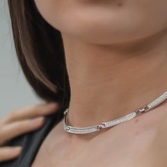 Vintage Christian Dior Contemporary Silver Crystal Collar 1990s