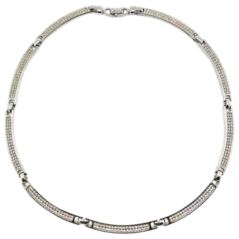 Vintage Christian Dior Contemporary Silver Crystal Collar 1990s For Sale