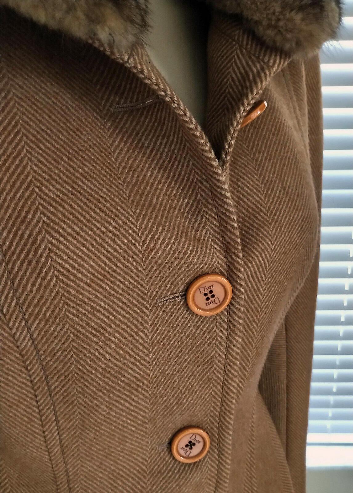Brown Vintage Christian Dior Copper-Bronze Tweed & Mink Jacket Skirt Suit FR 38/ US 6