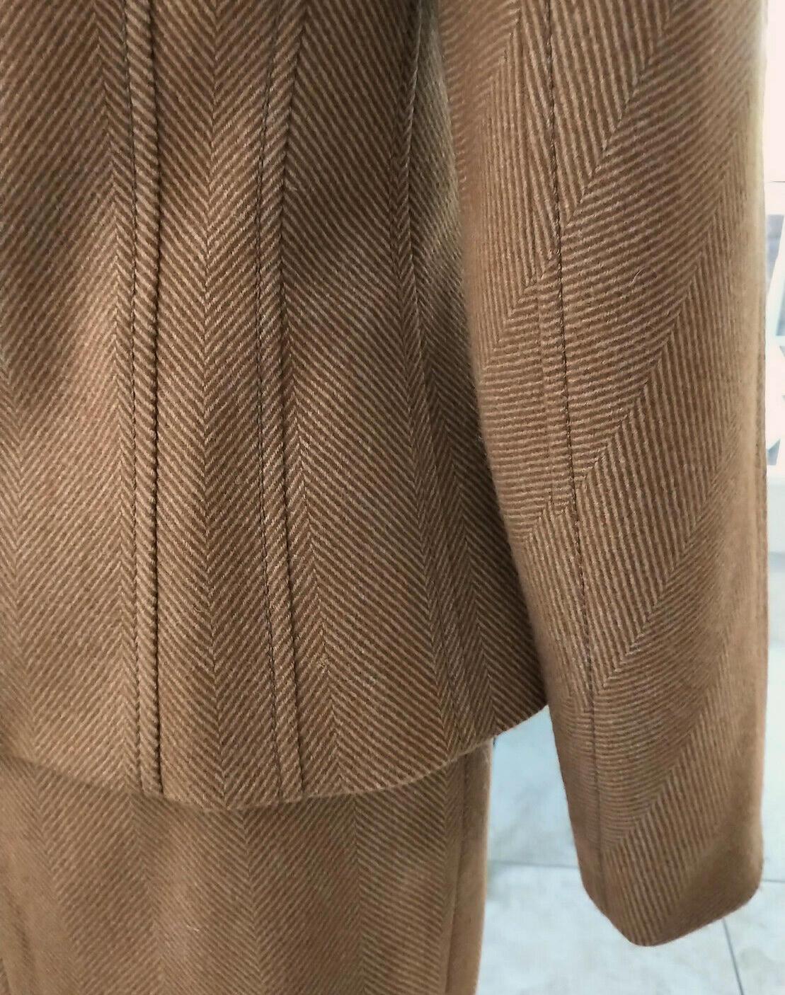 Women's Vintage Christian Dior Copper-Bronze Tweed & Mink Jacket Skirt Suit FR 38/ US 6