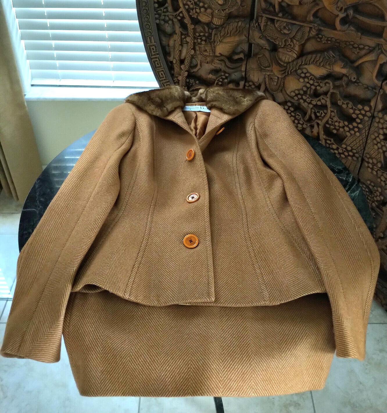 Vintage Christian Dior Copper-Bronze Tweed & Mink Jacket Skirt Suit FR 38/ US 6 2