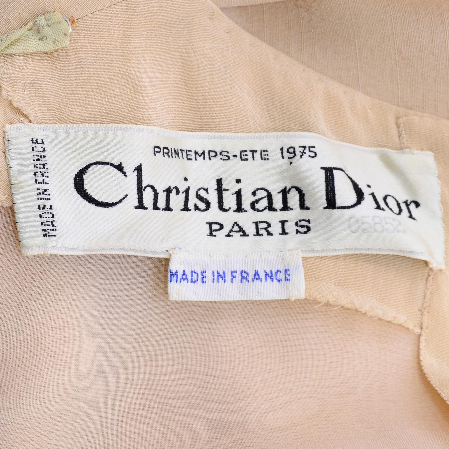 Vintage Christian Dior Couture Numbered 1975 Runway Dress With Scarf 10