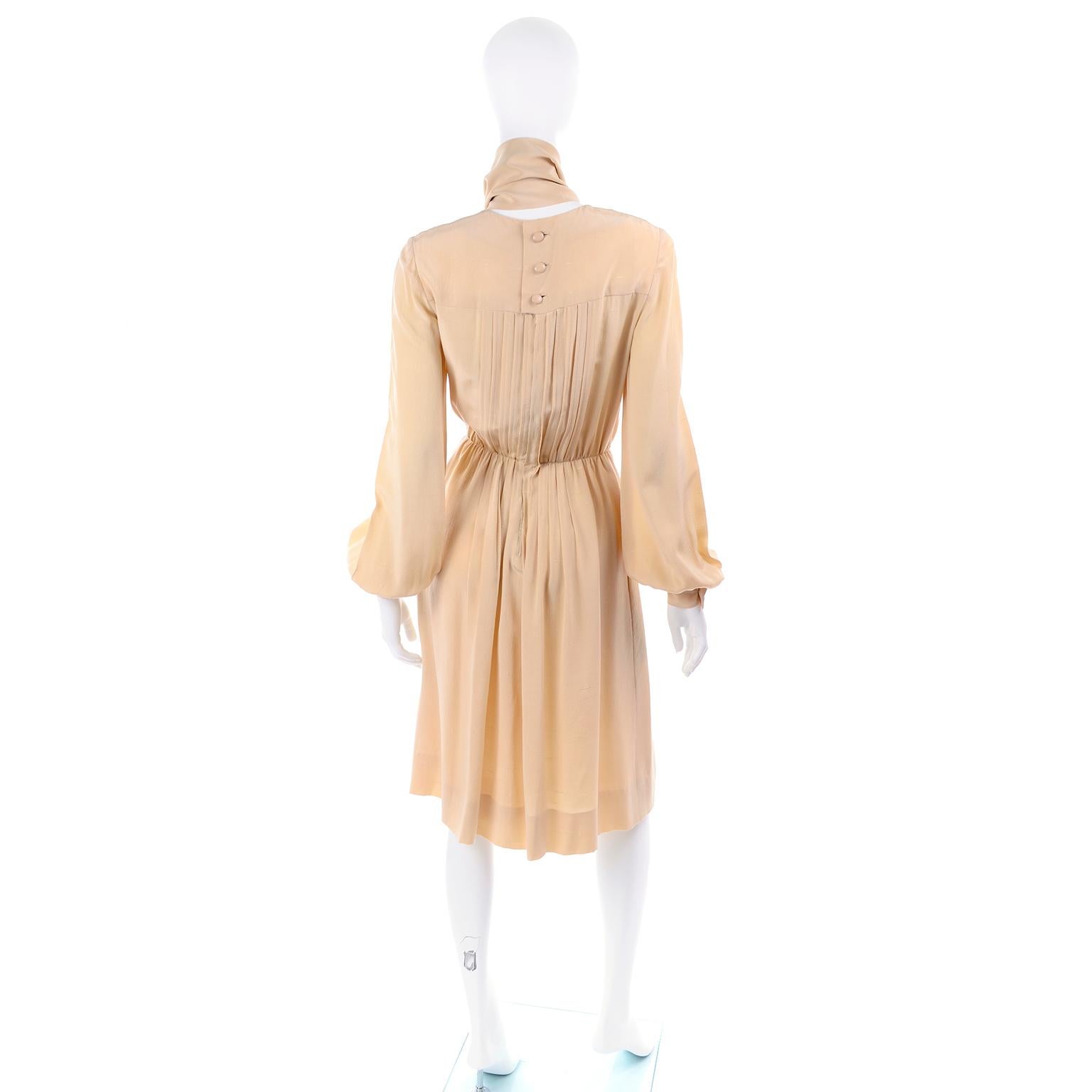 Vintage Christian Dior Couture Numbered 1975 Runway Dress With Scarf In Good Condition In Portland, OR
