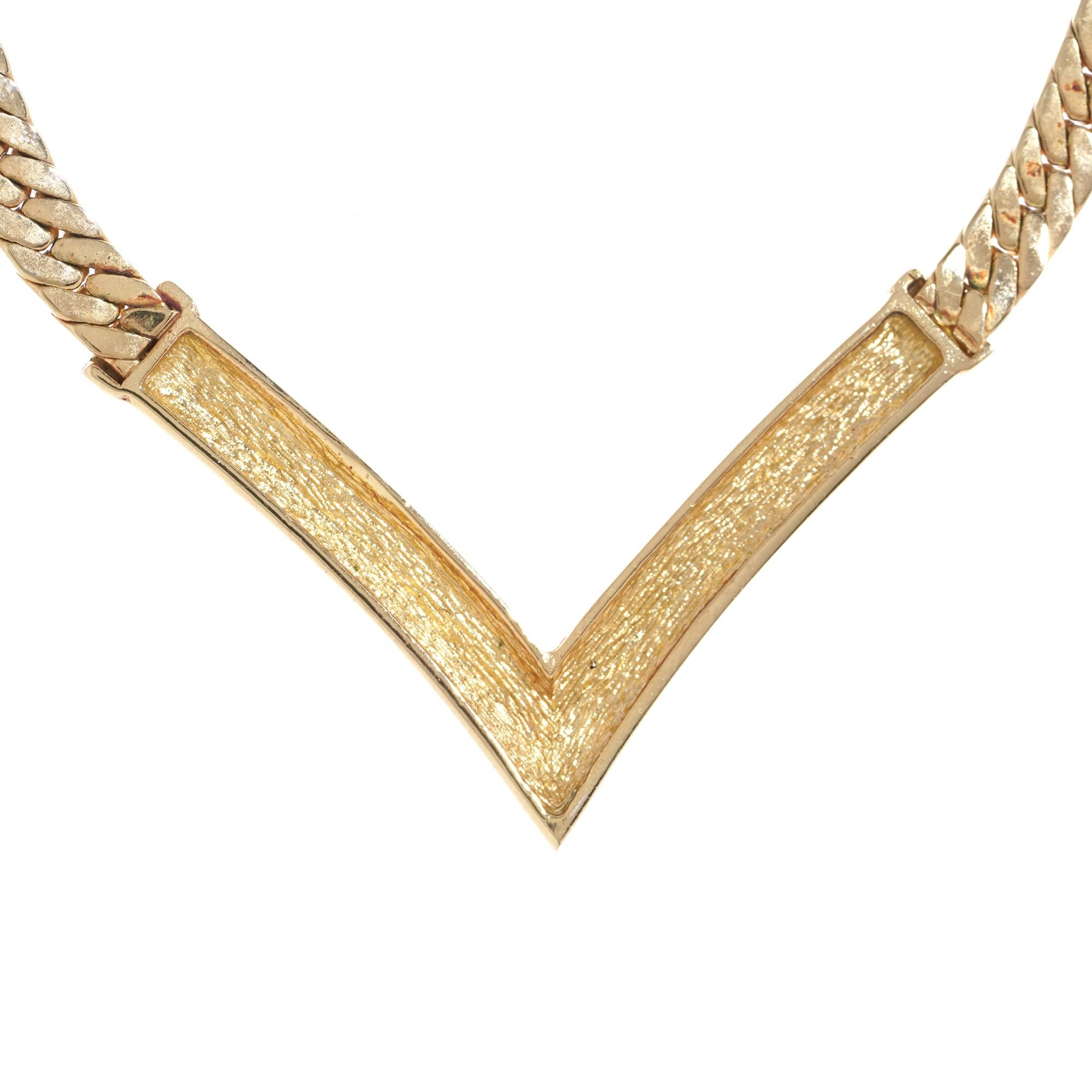 Vintage Christian Dior Crystal Arrow Triangle Pendant Collar Necklace For Sale 3