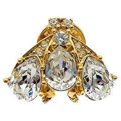 Christian Dior Broche/épingle abeille fantaisie en cristal taillé des années 1980