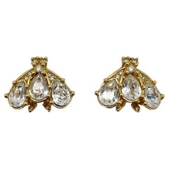 Vintage Christian Dior Iconic Crystal Bee Earrings 1980s