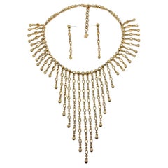 Vintage Christian Dior Crystal Cascade Necklace & Drop Earrings 1980s
