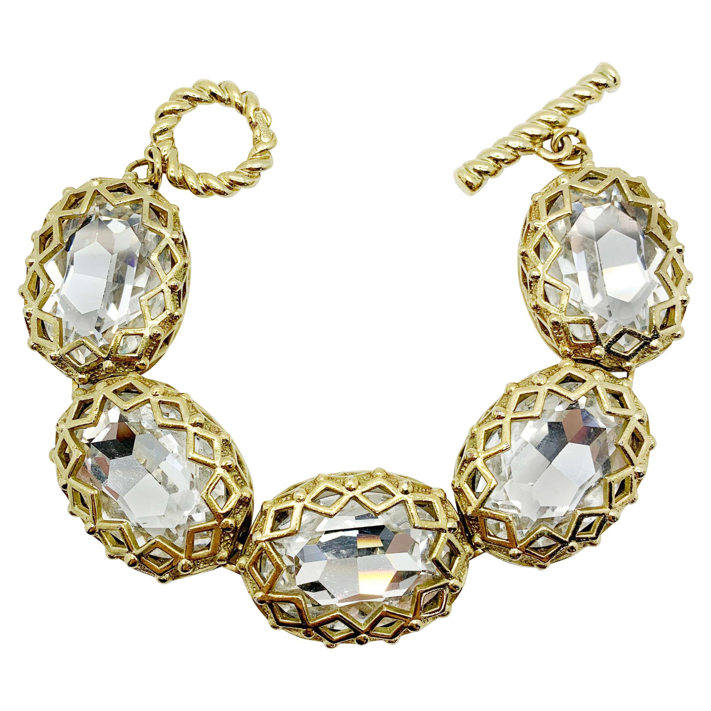 Vintage Christian Dior Crystal Headlight Bracelet 1980s For Sale