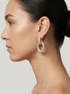 Vintage Christian Dior Crystal Pavé Gold-Tone Statement Clip Earrings 1980s
