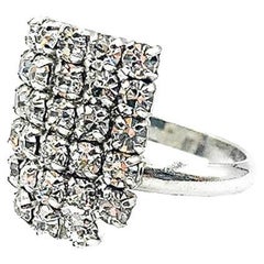 Vintage Christian Dior Crystal Shield Style Cocktail Ring 1974