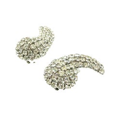 Vintage Christian Dior Crystal Wing Earrings 1974