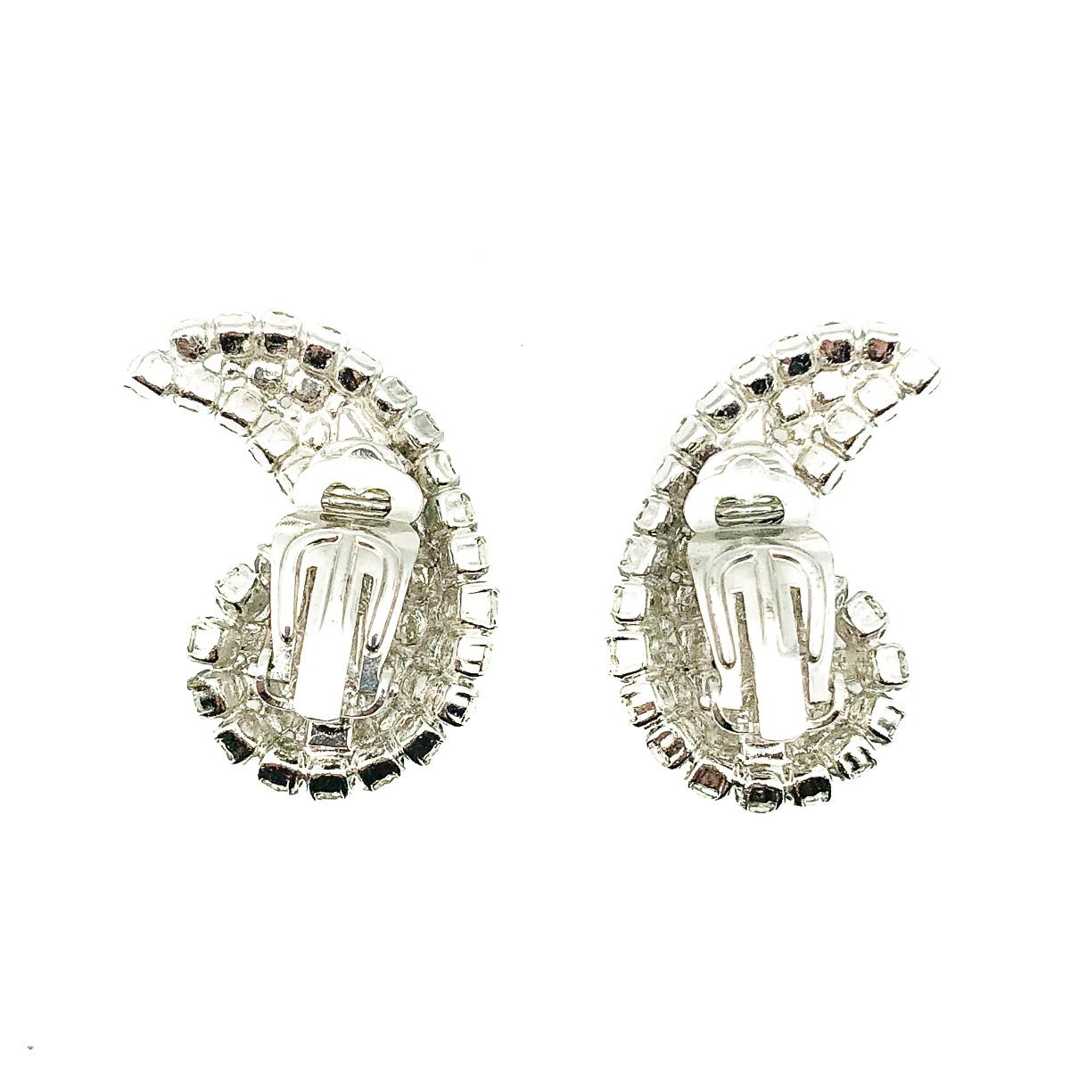 Vintage Christian Dior Crystal Wing Earrings 1974 In Good Condition For Sale In Wilmslow, GB