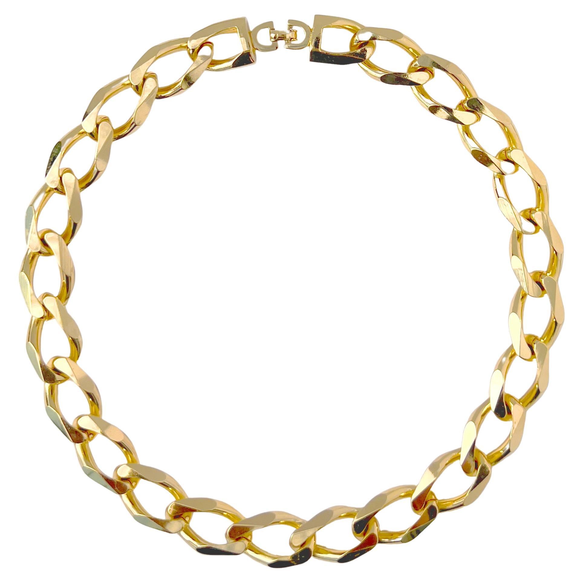Vintage Christian Dior Curb Chain Necklace, 1990s For Sale