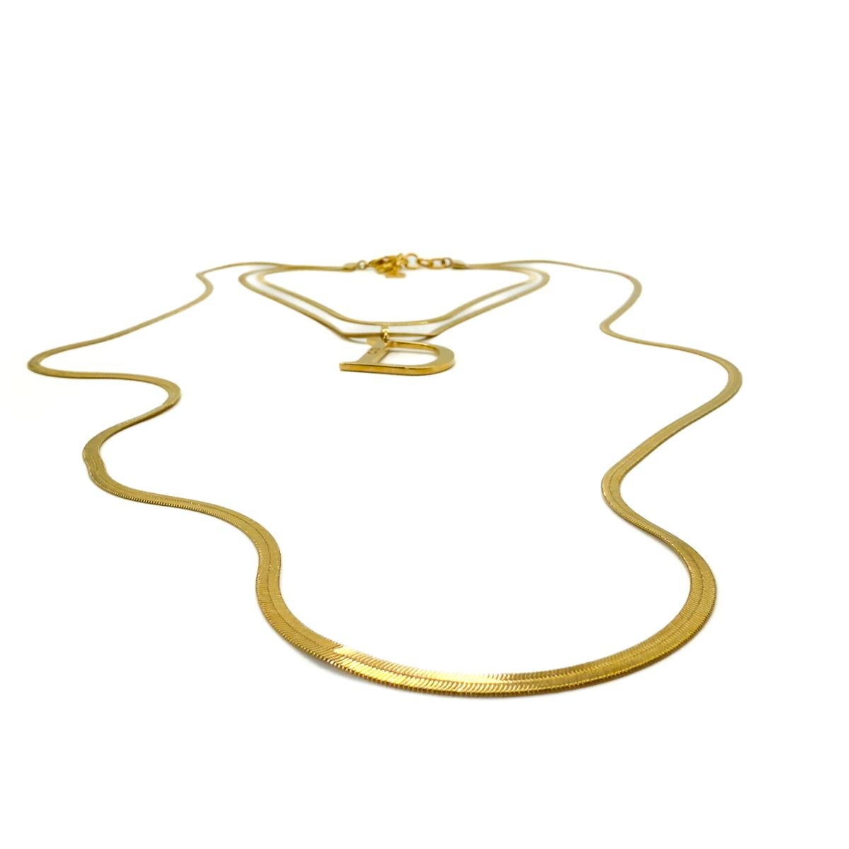 Vintage Christian Dior D Drop Triple Snake Chain Necklace 1980s For Sale 3