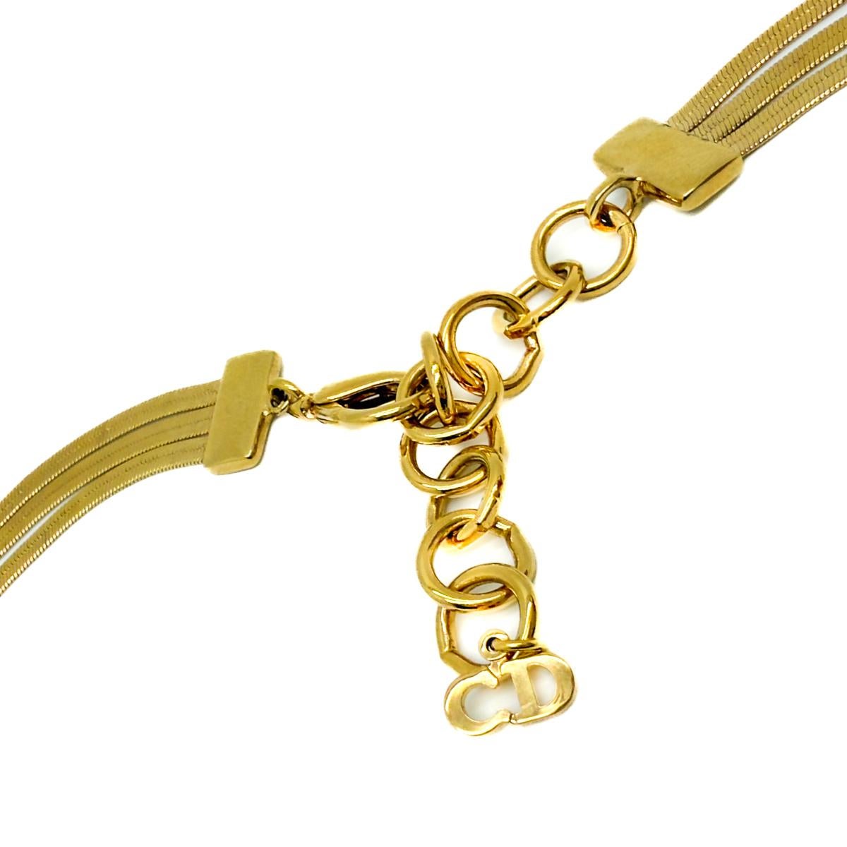 Vintage Christian Dior D Drop Triple Snake Chain Necklace 1980s For Sale 4