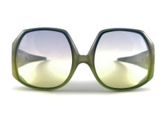 Vintage Christian Dior D04 Mask Two Tone Green Oversized 70'S Austria Sunglasses