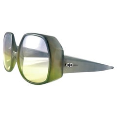 Retro Christian Dior D04 Mask Two Tone Green Oversized 70'S Austria Sunglasses