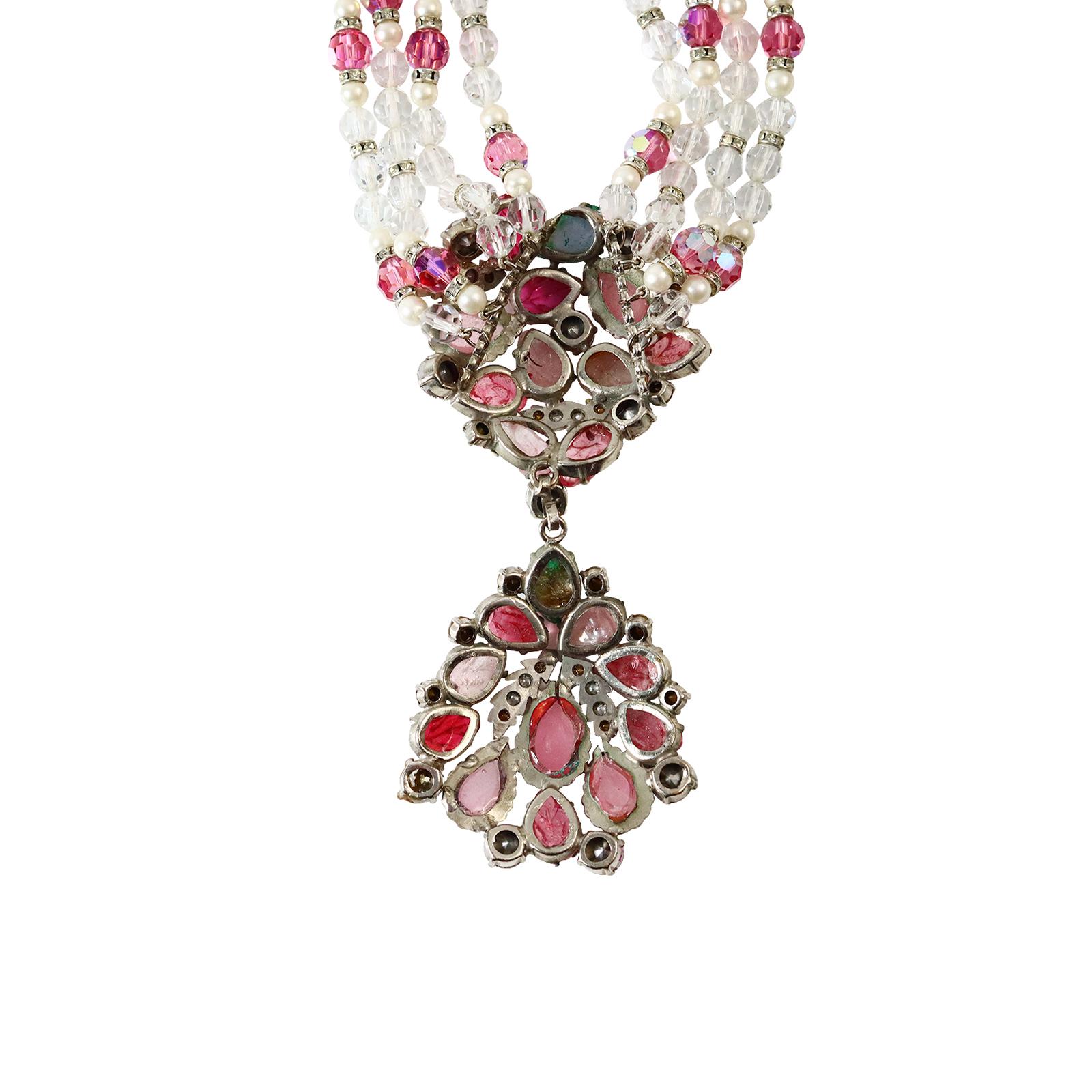 Halskette von Christian Dior mit Diamanten, Cabochons, Kristallen und Kunstperlen 6
