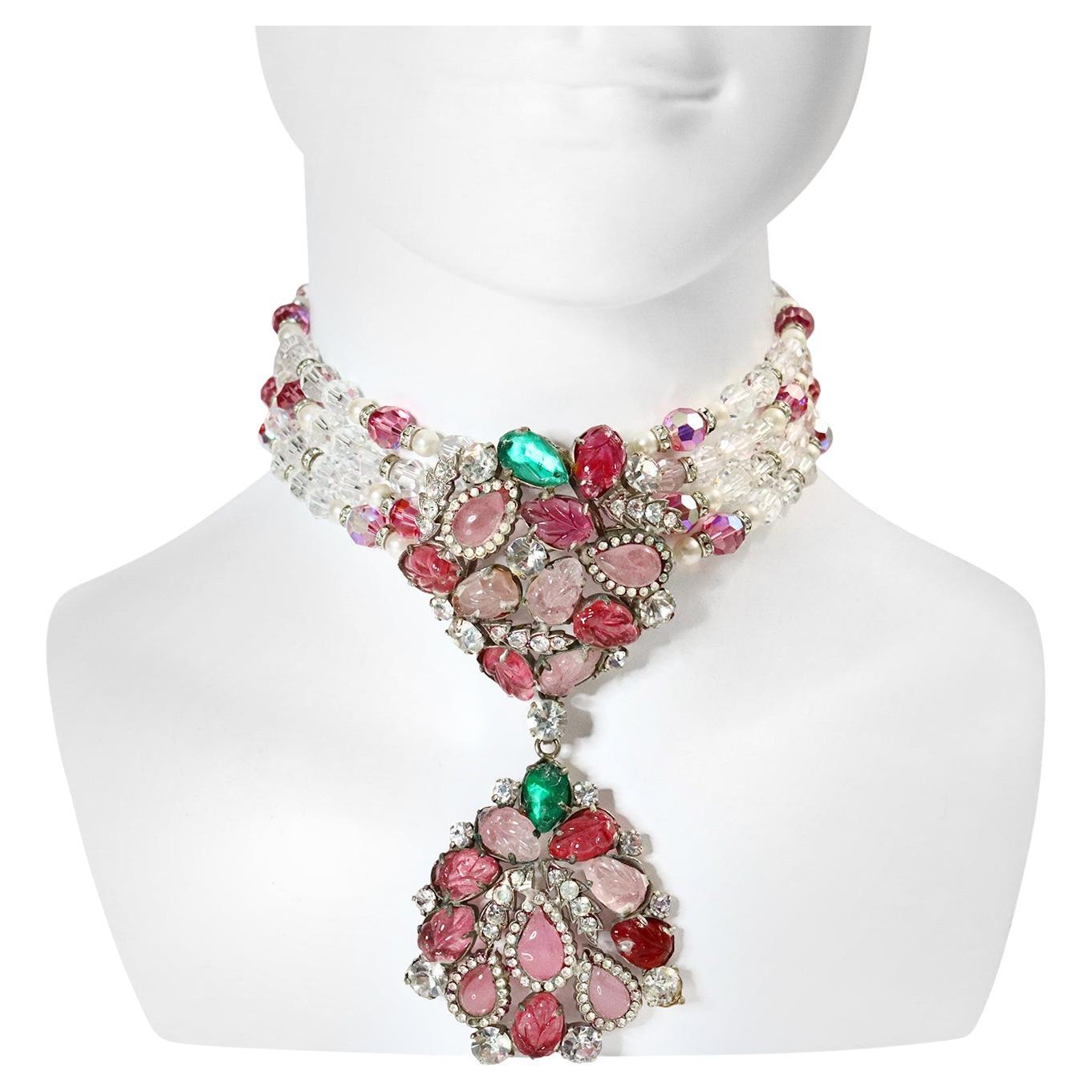 Halskette von Christian Dior mit Diamanten, Cabochons, Kristallen und Kunstperlen (Künstler*in)