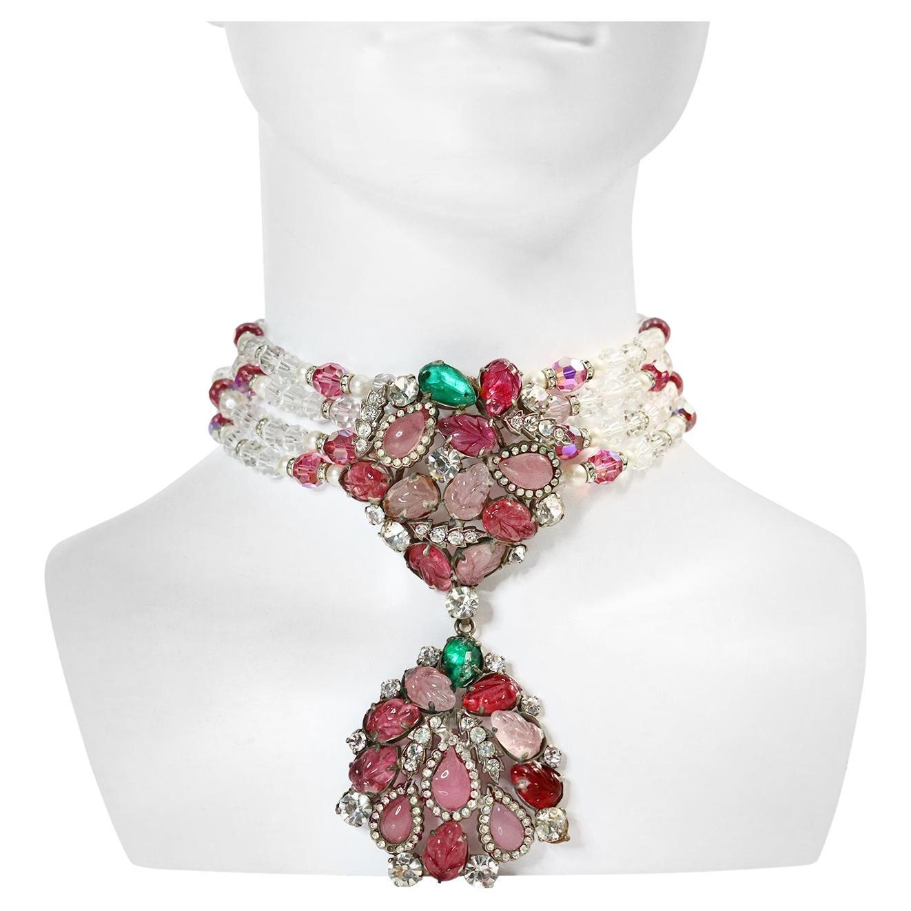 Halskette von Christian Dior mit Diamanten, Cabochons, Kristallen und Kunstperlen im Zustand „Gut“ in New York, NY
